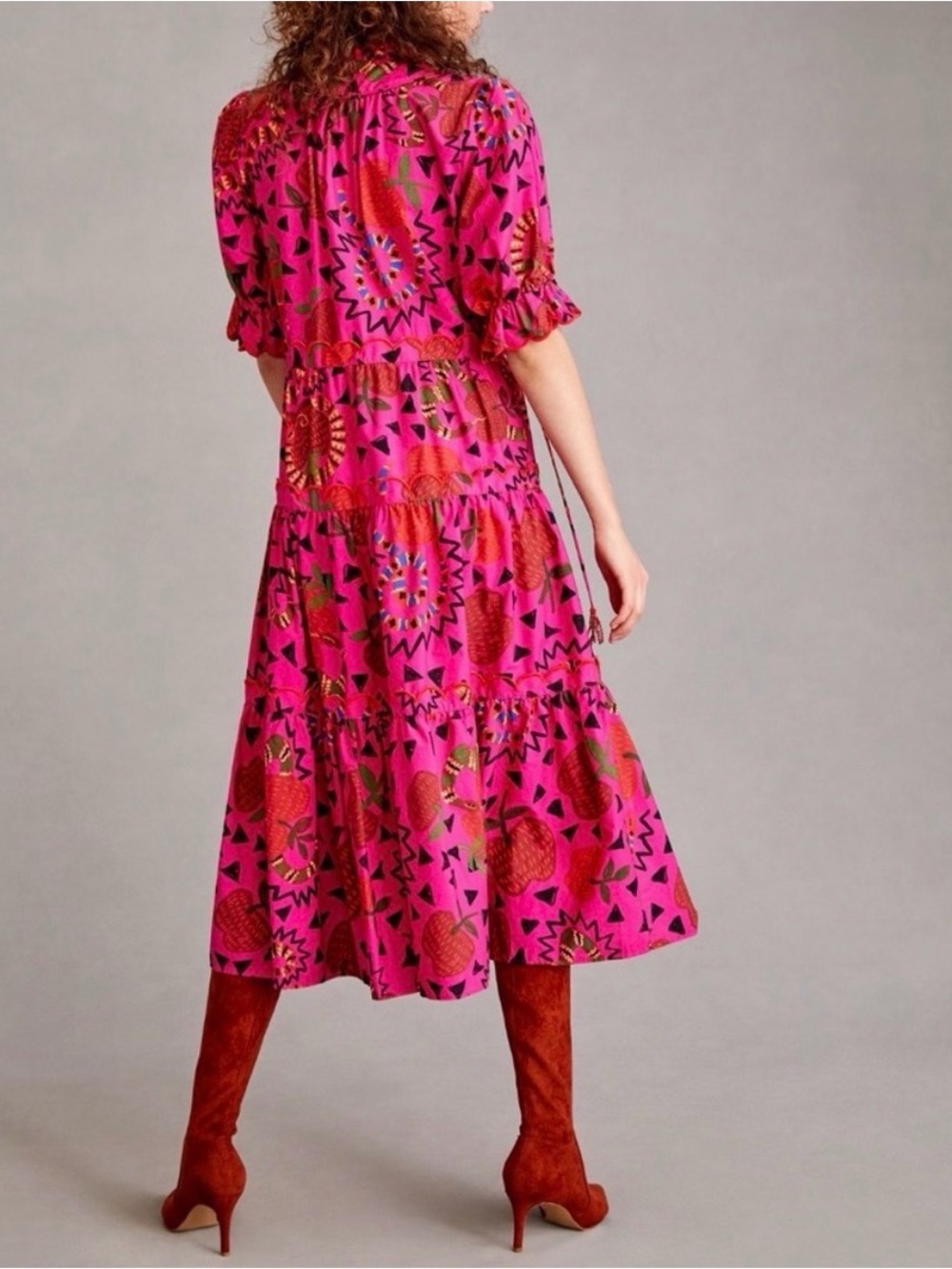 FARM Rio Pink & Red Patterned Midi Dress - Picture 4 of 8